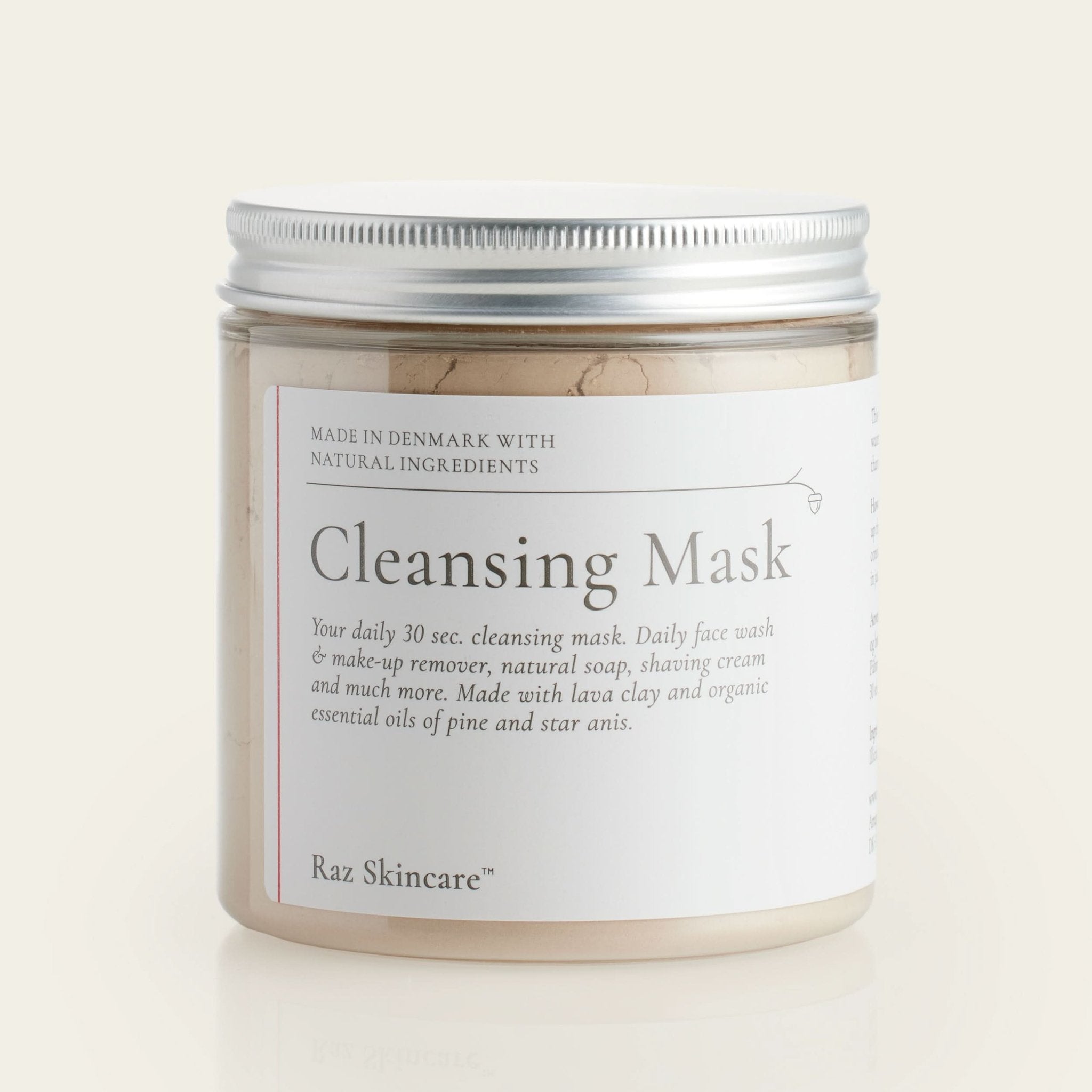 Cleansing Mask 200g - Raz Skincare - placeret foran en beige baggrund